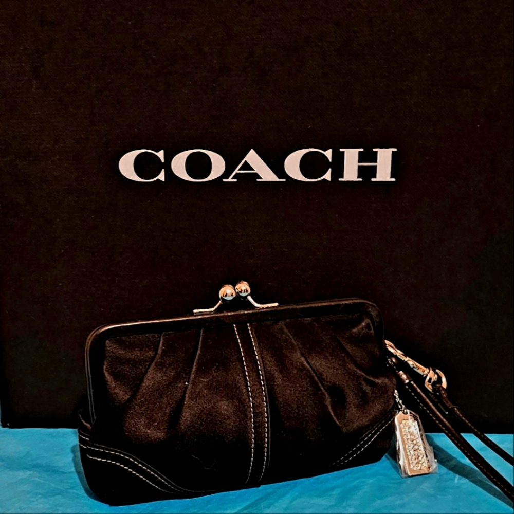 Coach Kisslock Swarovski Crystal Wristlet Wallet Clutch